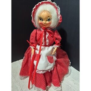 VTG Christmas Mrs Santa Claus 14" Dish Soap Bottle Doll Handmade Retro Folk Art